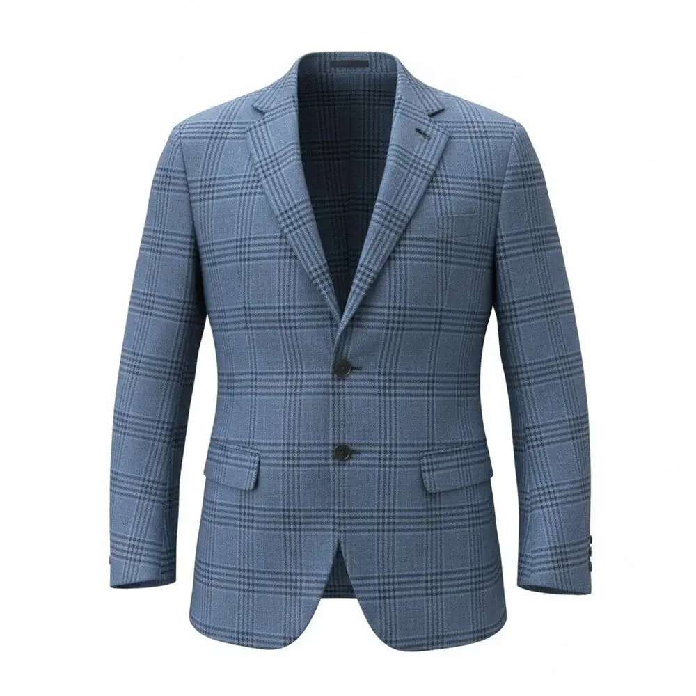 NWOT Scabal Kenton Sport Coat Mens 42 R Navy Glen Plaid Wool Cashmere Portugal